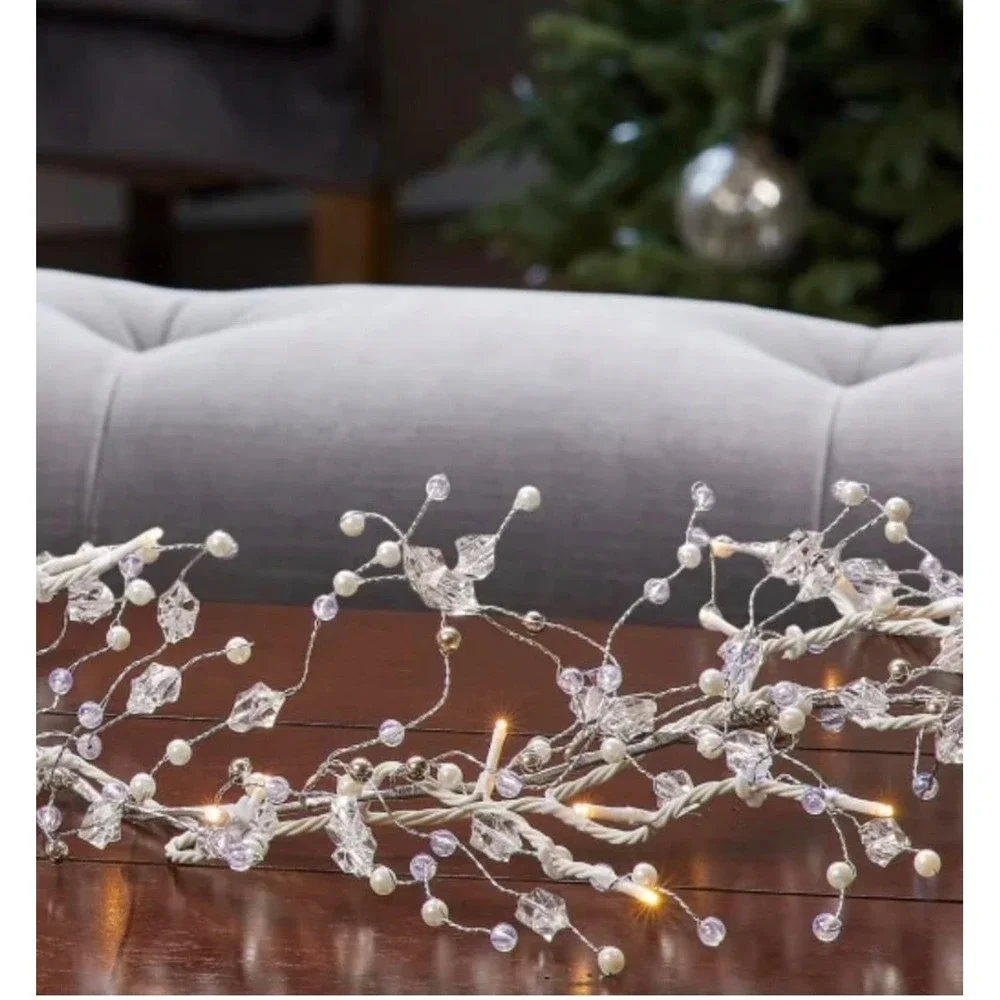 9' LED Gem Garland 100 Warm White LED Lights Christmas Holidays Weddings